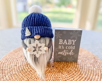 Snowflake Gnome, Snowflake Decor, Holiday Gnome, Winter Gnome, Gnome Decor, Tiered Tray Decor, Knit Gnome, Christmas Gnome, Holiday Decor