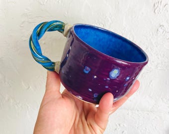 Handmade Ceramic Berry Strainer Mug with Handle