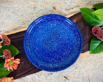 Navy Blue Speckled Plate - Wheel Thrown Ceramic Dish