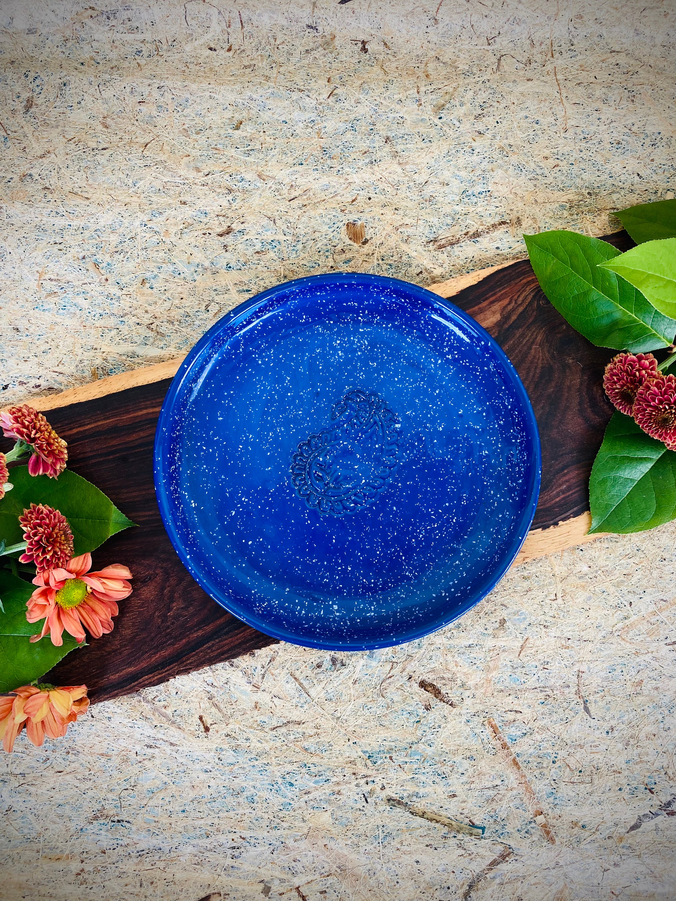 Speckled Blue Ceramic Dinner Plates - Etsy