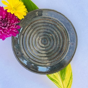 Gray Sand Dish - Handmade Ceramic Grey Dinner Plate - Wheel Thrown Pottery - Serving Dish