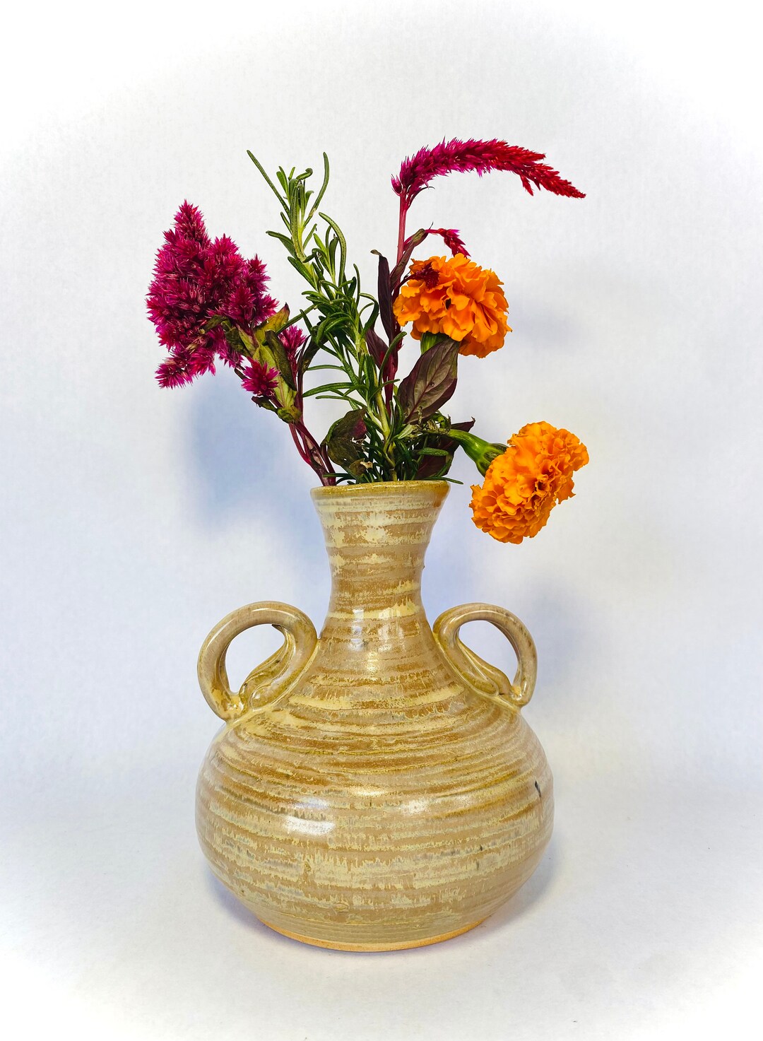 Elegant Cream Colored Small Ceramic Vase - Handmade Wheel Thrown ...