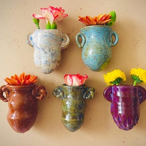 One Natural Color Mommy Vase with Handles - One Surprise Color Mini Vase Ceramic Fridge Magnet