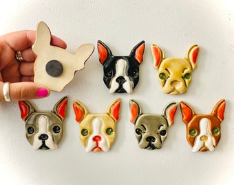 Cute Handmade Ceramic Boston Dog Terrier Refrigerator Magnet