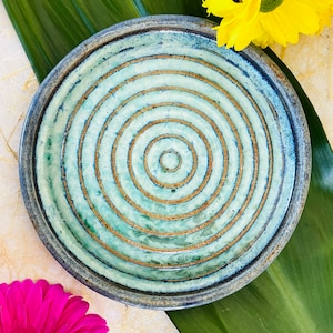Handmade Ceramic Turquoise Raindrop Plate - Functional Pottery Dish