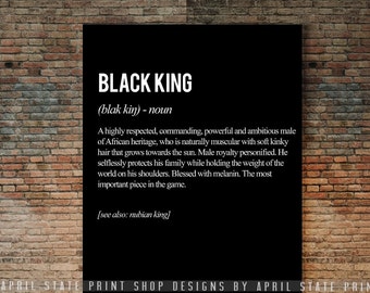 Black King Poster, Definition Art, Black Men, Black King, African King, African Art Print, Black artwork, Black Culture, Inspirational Art