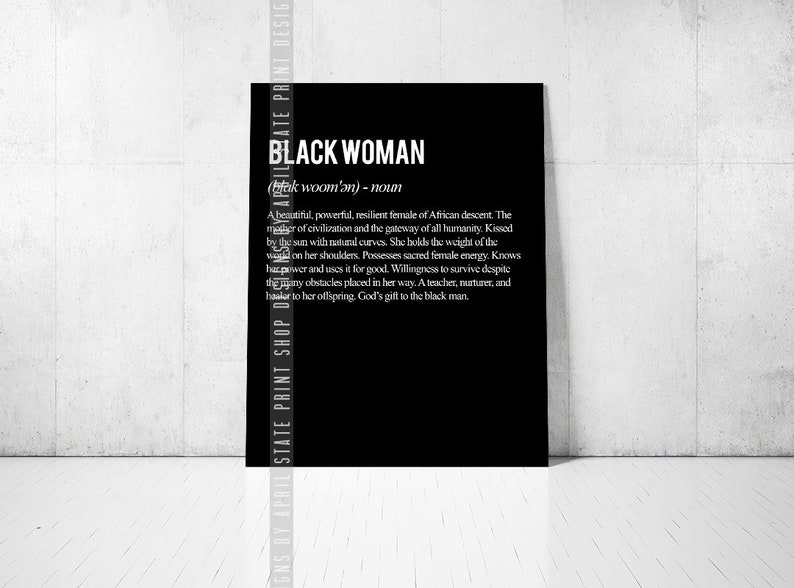 Black Woman Definition Poster, Black Girl, Black Woman Decor, Phenomenal Woman, Empowerment, Self-Love, African Female, Above Bed Art, image 3