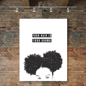 Natural Hair Poster, Natural Hair Art, Black Woman Poster, Fashion Poster Art, kinky Hair,  Big Hair Art, Black Hair Art Print