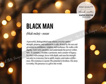 Black Man Definition Wall Art Poster, Black Excellence Decor