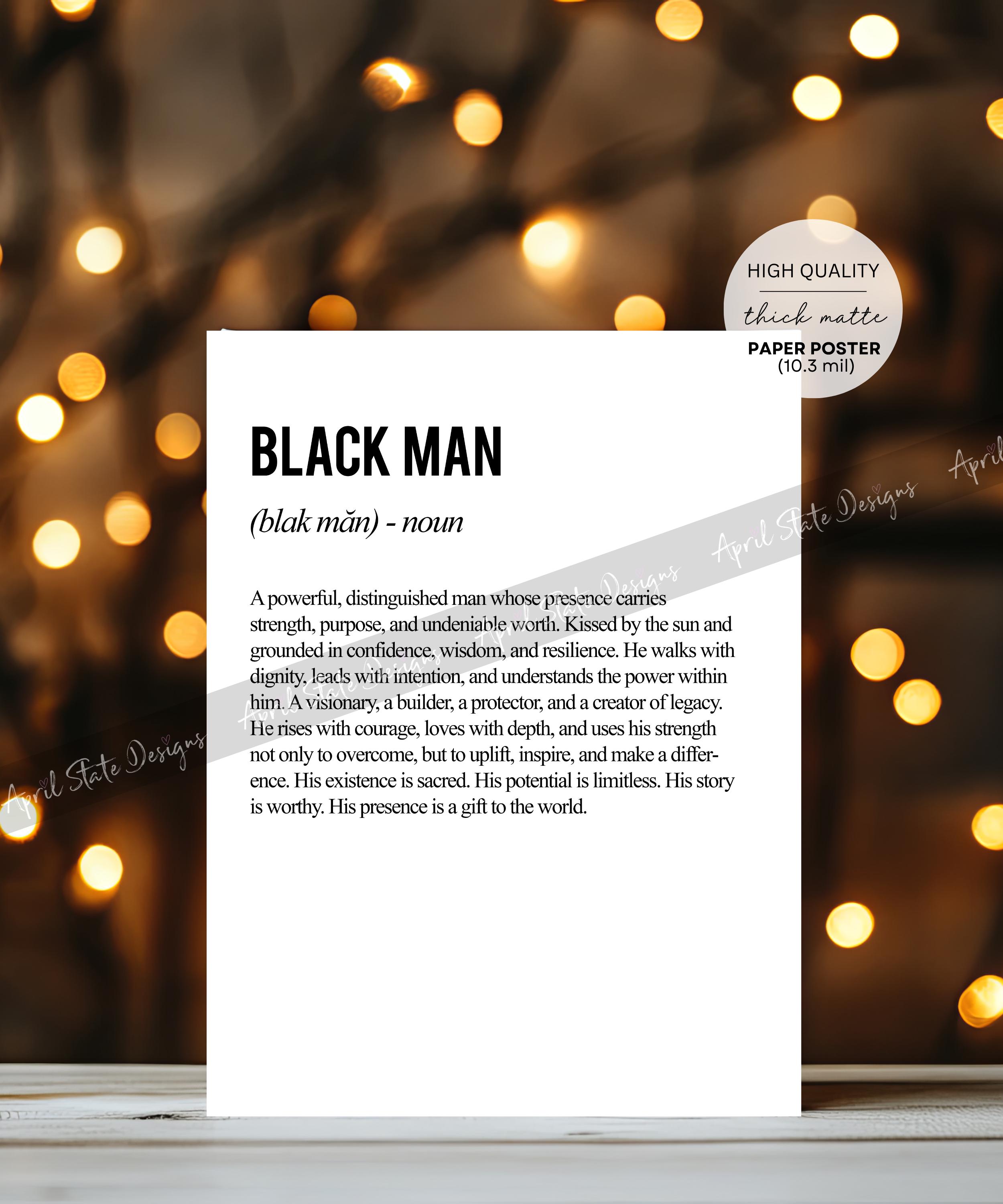 360° - Definition Of A Hyped Up Blackman Black Man Definition Wall Art Poster, Black Excellence Decor