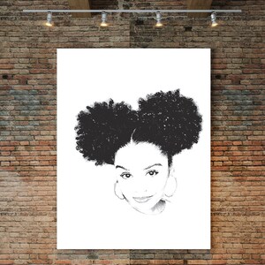 Curly Hair Natural Hair Poster, Natural Hair Art, Black Woman Poster, Fashion Poster Art, kinky Hair,  Big Hair Art, Black Hair Art Print