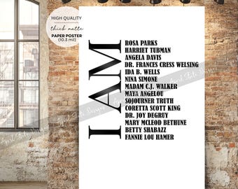 Female Black History Leaders Art Print, Civil Rights Poster Wall Art (HQ Thick Paper Poster)