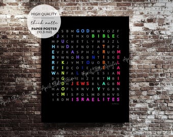 Tribe Lion of Judah Bible Word Search Matte Poster - Religious Faith-Based Bible Decor Wall Art - Hebrew Israelite Bible History Puzzle Art