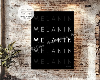 Melanin Typography Matte Poster - African American Modern Wall Art - Simple Civil Rights Black Pride Inspirational BLM Word Art Home Decor