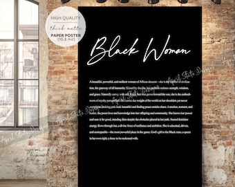 Black Woman Cursive Definition Matte Poster - Black African American Woman Typography Wall Art - Mother's Gift Empowering Home Decor