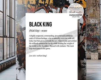 Black King Definition Art Poster, African Heritage Wall Art (HQ Thick Paper Poster)