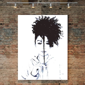 Natural Hair Poster, Natural Hair Poster, Afro Girl, Black Girl Art, Curly Hair Art, Ethnic Art, African American Wall Art, Urban, Woman