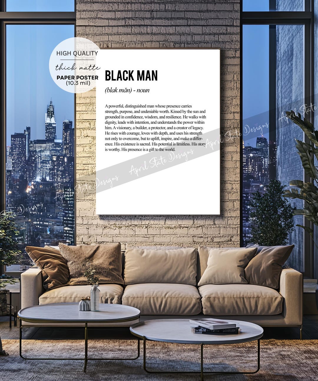 Black Man Definition Wall Art Poster, Black Excellence Decor