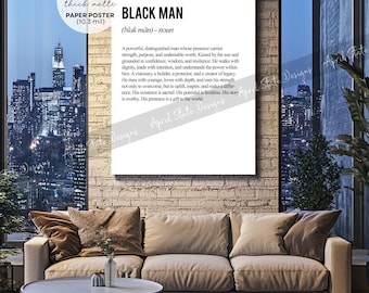 Black Man Definition Wall Art Poster, Black Excellence Decor