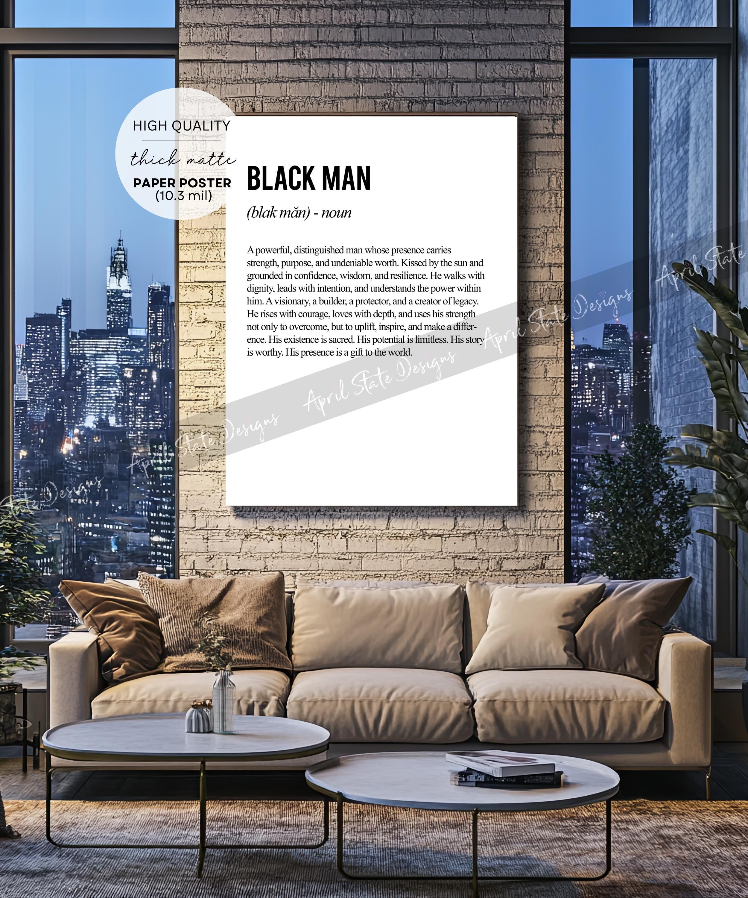 Black Man Definition Wall Art Poster, Black Excellence Decor