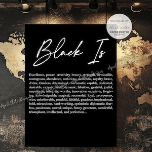 Black Is Matte Poster - Black Pride Cursive Typography Definition Poster - Melanin Magic African Housewarming Black Heritage Art