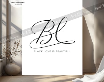 Black Love Poster, Black Love Is Beautiful Print, Afrocentric Couple Decor, Minimalist Romantic Art Wall Art (HQ Thick Paper Poster)