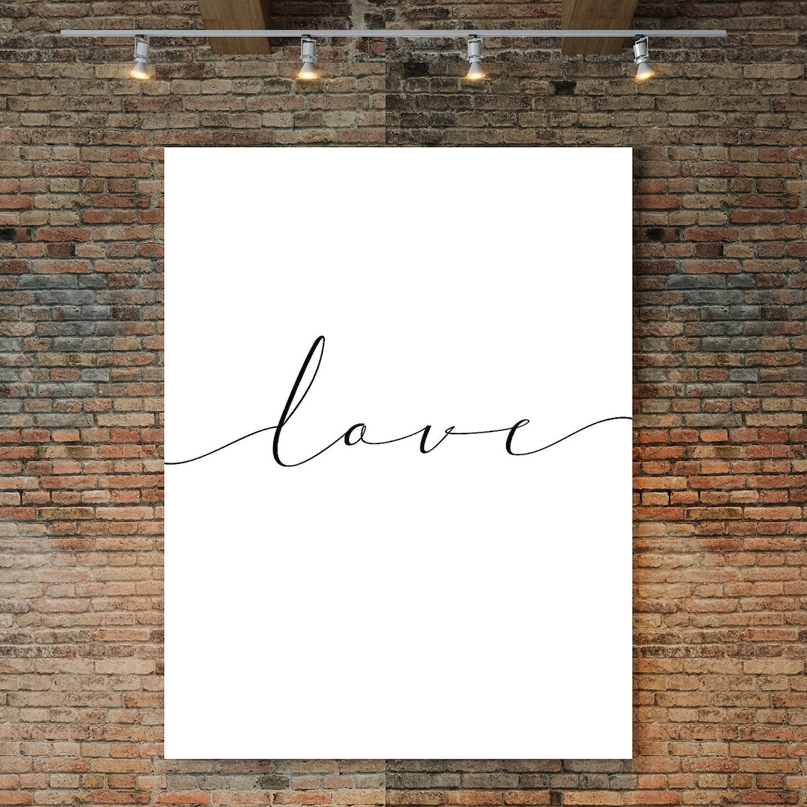 Love Poster Cursive Art Typography Print Black and White | Etsy