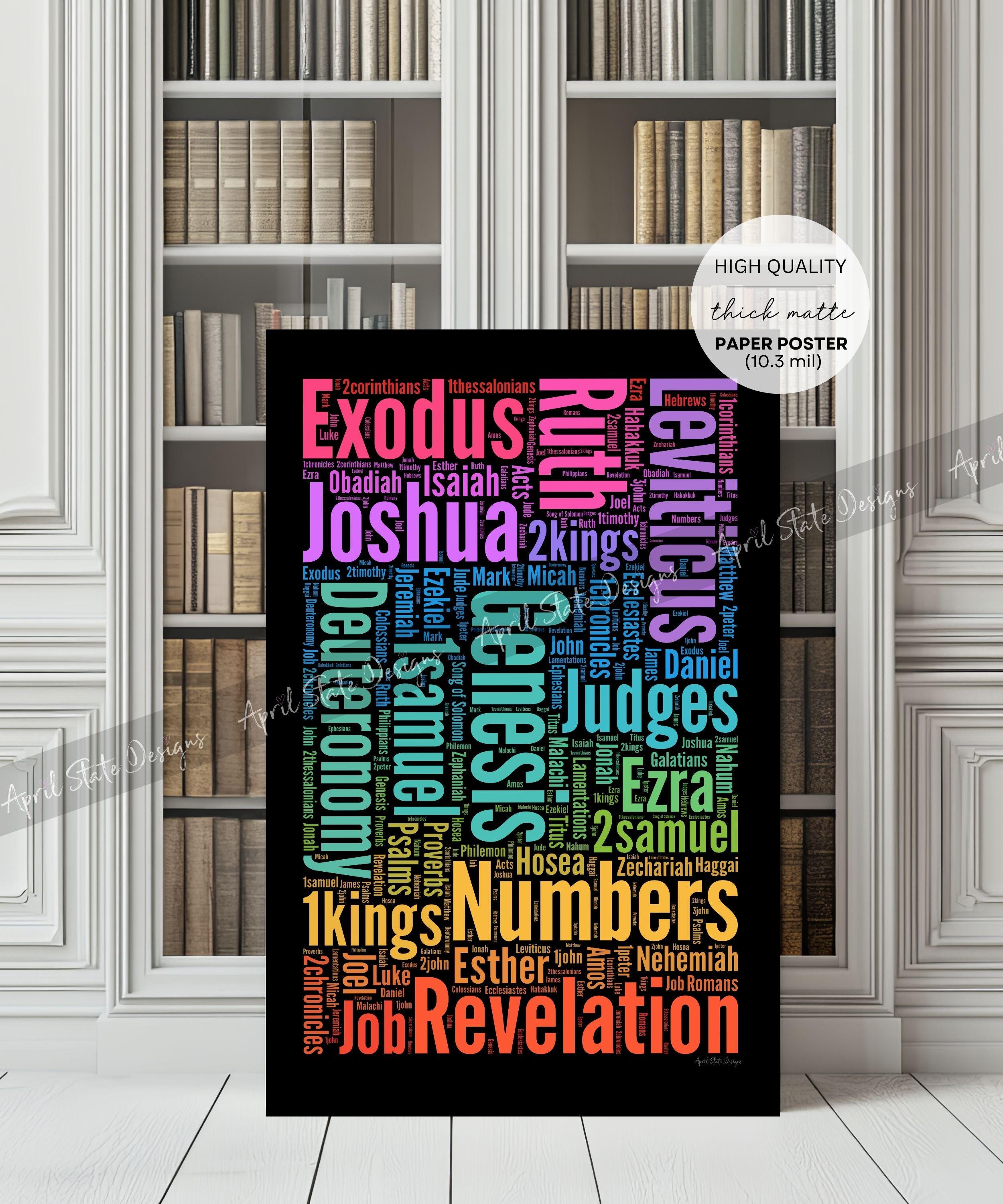 Books of the Bible Word Art Matte Poster - Colorful Christian ...