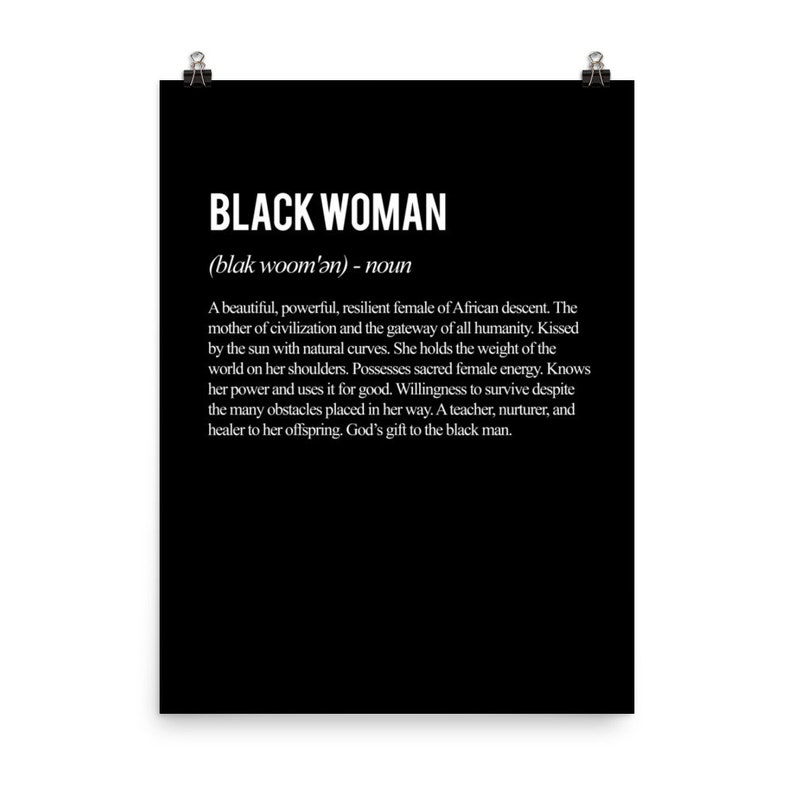 Black Woman Definition Poster, Black Girl, Black Woman Decor, Phenomenal Woman, Empowerment, Self-Love, African Female, Above Bed Art, image 4