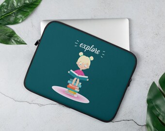 Custodia per laptop Explore Girl, protezione in neoprene verde acqua