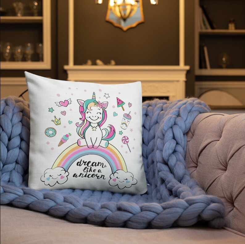 Unicorn Throw Pillow,rainbow Throw Pillow Etsy