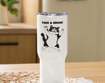 Taza de viaje con asa - Cat break Coffee