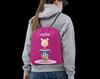Borsa con coulisse rosa - Borsa tote con coulisse
