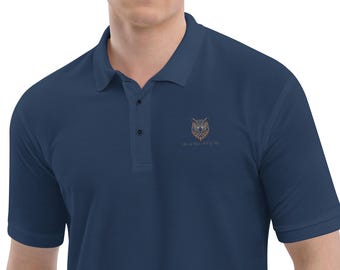 Men's Embroidered Owl Polo Shirt – Cotton Blend Relaxed Fit