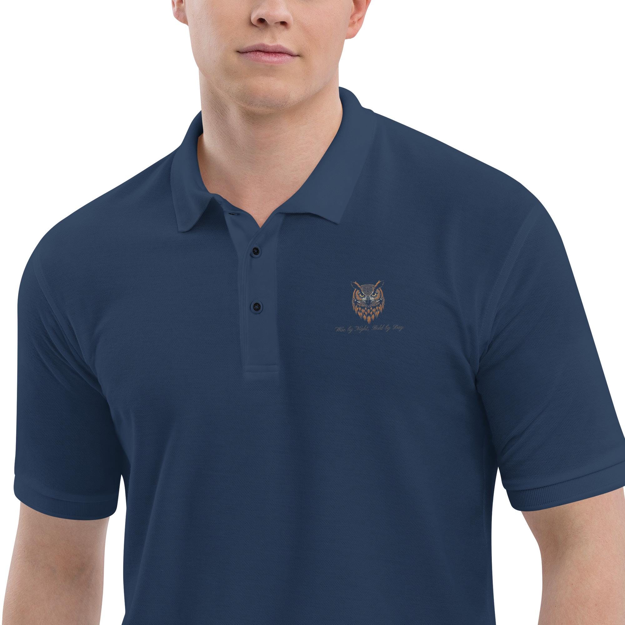 Men's Embroidered Owl Polo Shirt - Cotton Blend Relaxed Fit