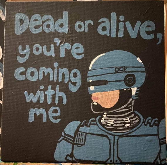 Robocop Malerei Auf Mini Leinwand Etsy