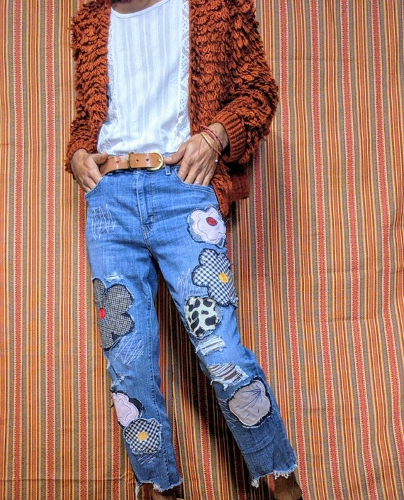 Flower patch jeans discount