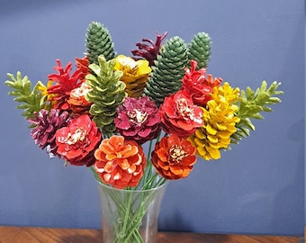 One Dozen Autumn Pinecone Flowers (Vase Not Included)