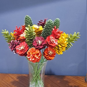 One Dozen Autumn Pinecone Flowers (Vase Not Included)