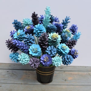 Pinecone Flowers, ONE Dozen Morning Mist Pine Cone Flowers (Bucket Not Included)