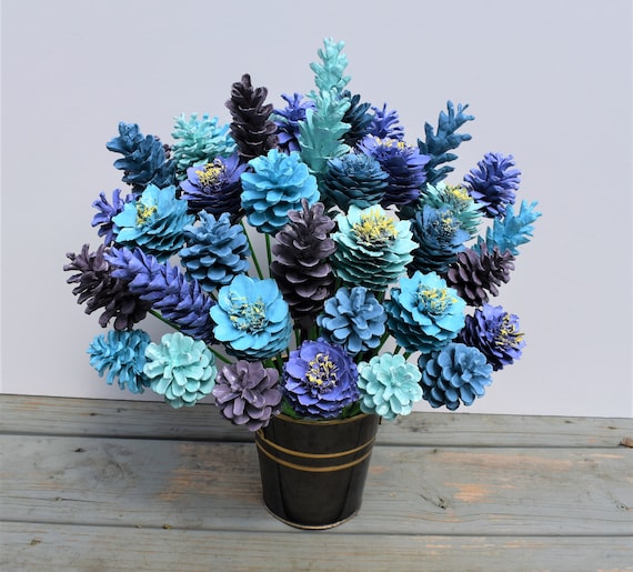 Pinecone Flowers, ONE Dozen Morning Mist Pine Cone Flowers (Bucket Not Included)