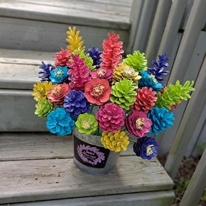 One Dozen Summer Painted Pinecone Flowers, Handmade Floral Decor image 10