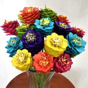 One Dozen Pine Cone Zinnia Flowers