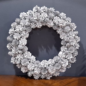 White Elegant Pinecone Wreath, Door Wreath, Wedding Wreath