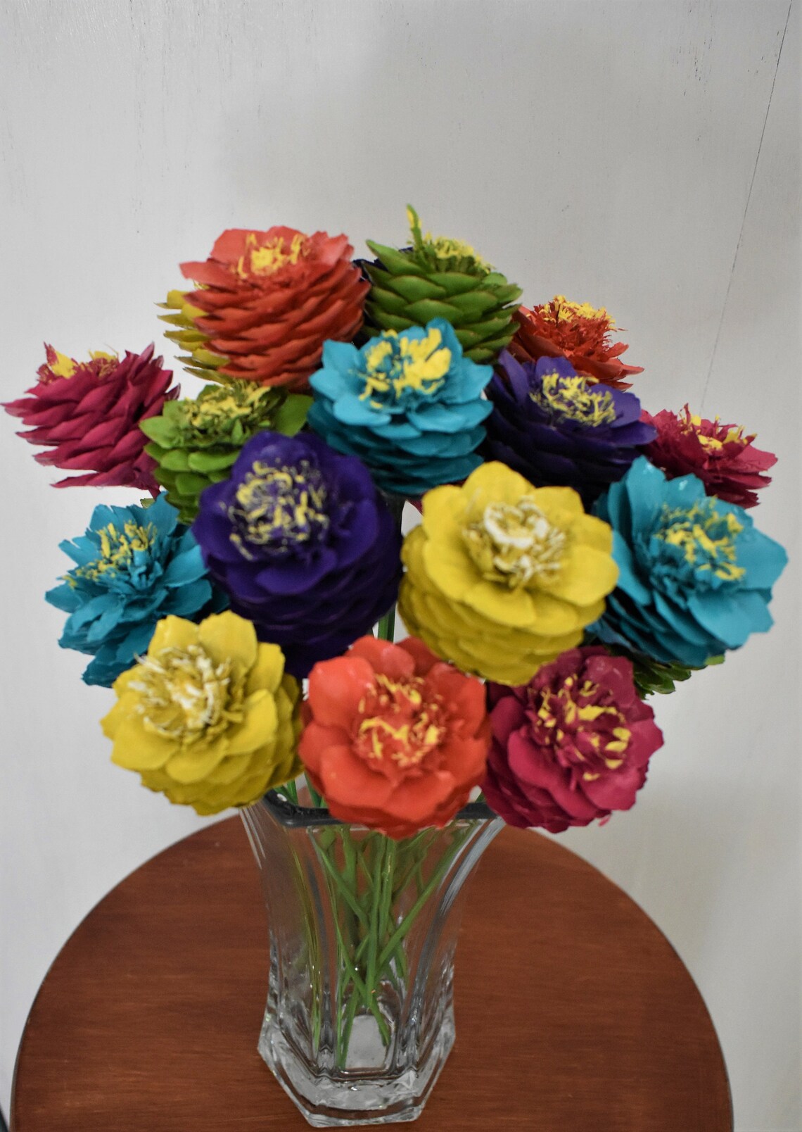 One Dozen Pine Cone Zinnia Flowers Etsy