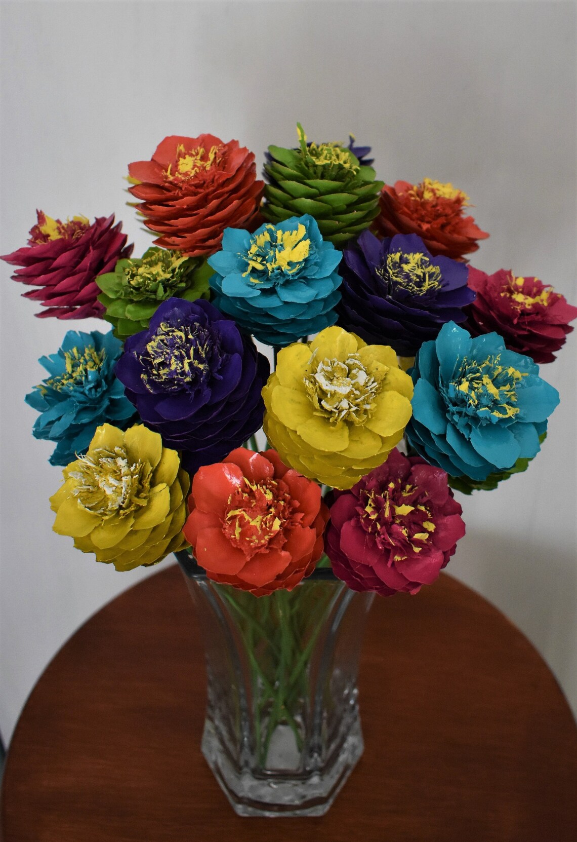 One Dozen Pine Cone Zinnia Flowers Etsy