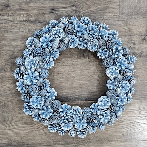 Blue Pinecone Wreath, Snow Tipped Winter Wreath