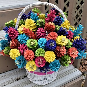 One Dozen Summer Painted Pinecone Flowers, Handmade Floral Decor image 4