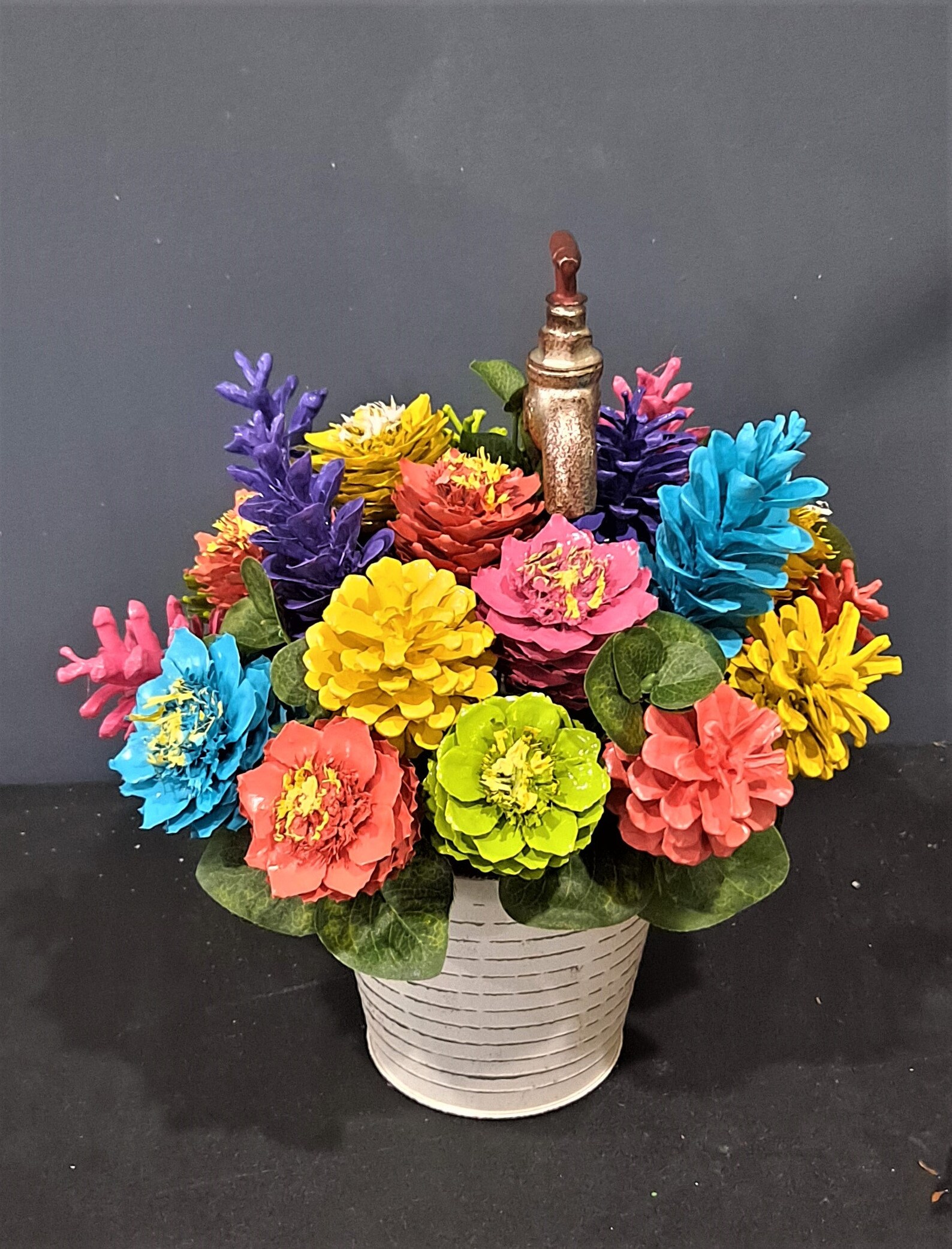 Summer Pine Cone Flower Arrangement Pinecone Flowers Etsy