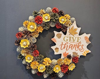 Fall Thanksgiving Pine Cone Wreath